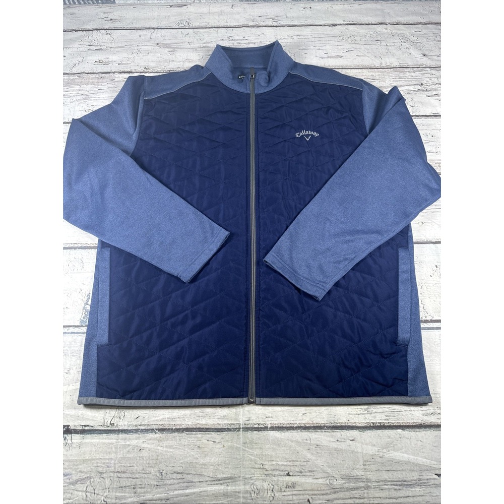 Callaway Quilted Golf Jacket Mens XL Blue Full Zip Performance Long Sleeve